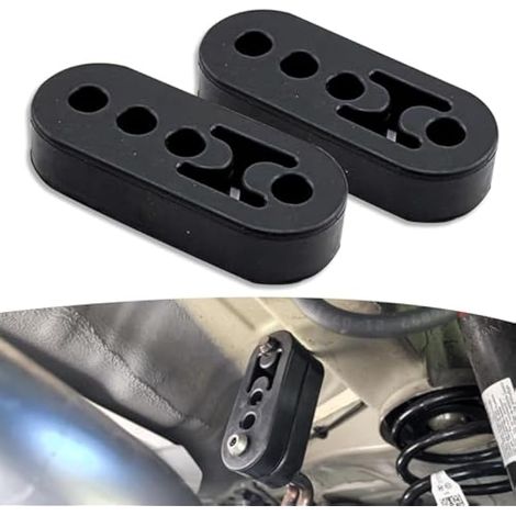 Lot de 2 supports en caoutchouc à 4 trous pour pot d'échappement, support de tuyau d'échappement, support de tuyau d'échappement réglable, silencieux haute densité, universel, isolant, support (1/5)