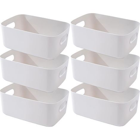 Boite Rangement Plastique,Boite de Rangement,Paniers et Boîtes de Rangement avec Poignées,Bac de Rangement Pour Cuisine,salle de bains,Bureau (Gris, 20×15×7cm/6 Pack) (1/3)