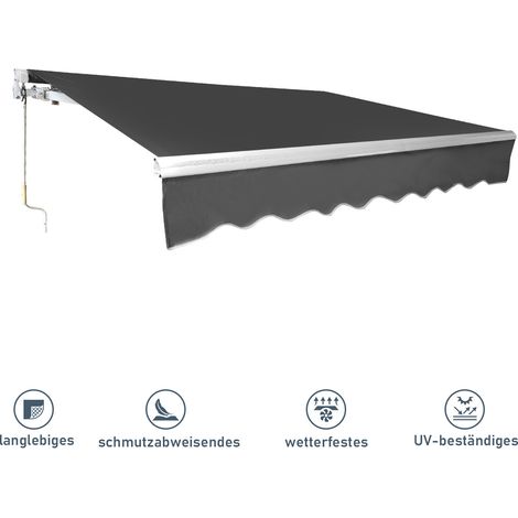 SWANEW Tenda da sole per balcone Tenda da sole manuale da esterno Articolato Anti-UV Terrazzo Giardino Grigio 250 x 200 cm (1/5)