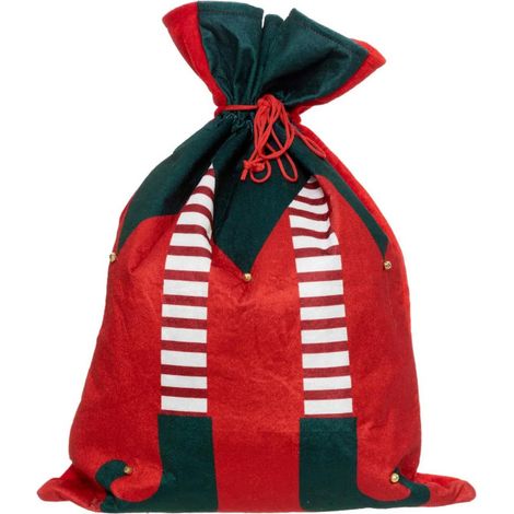 Hotte de Noël en Velours "Lutin" 70cm Rouge (1/2)