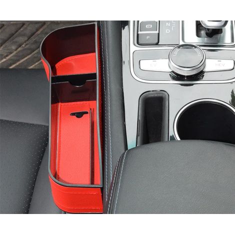 (Cuir rouge à gauche) Organisateur de siège auto avec fente pour rangement intégré pour Citroën C2, C3, C4, Cactus, C5, C4, Picasso, C6, DS3, DS4, DS5 (1/5)