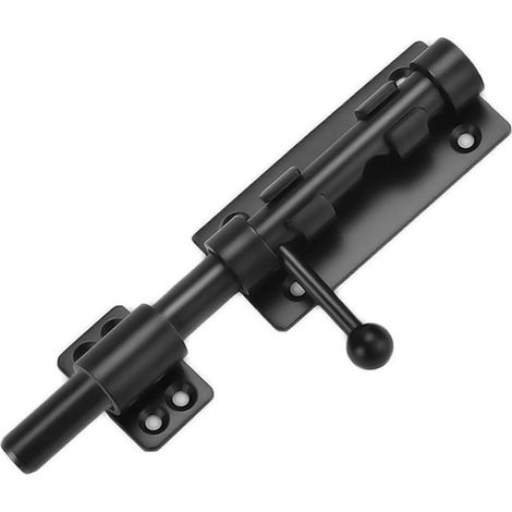 Verrou à loquet coulissant en acier inoxydable noir, 14 mm de diamètre et 6 pouces de long, avec trou pour cadenas, verrou de sécurité, cylindre de serrure, verrou à pêne dormant, verrou long. (1/5)
