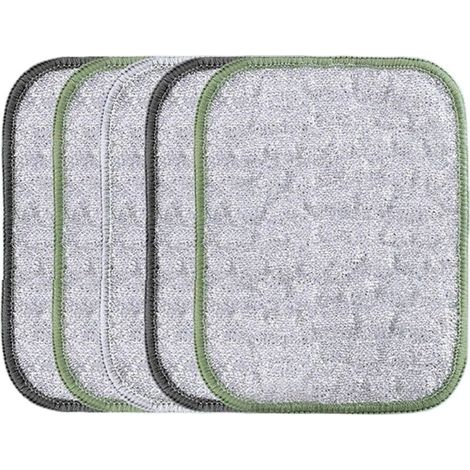 Set of 5 scratch-resistant wire cloths, dual-purpose cleaning cloth, durable textured exterior, safe design for wet and dry use, for kitchen utensils, grill, oven, sink, 16 (1/4)