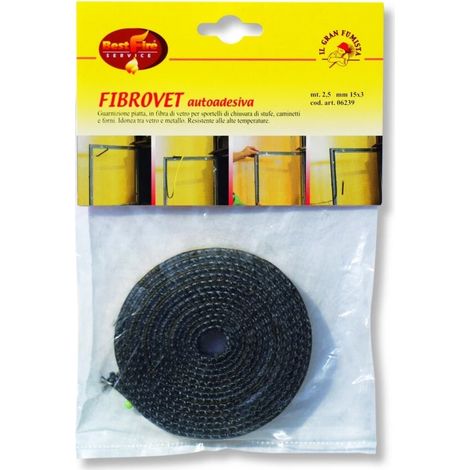 guarnizione piatta autoadesiva best fire "fibrovet" in fibra ceramica, 10 mm x 2,5 mt