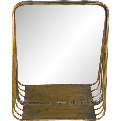 Grand miroir mural en métal coloris cuivre pour décoration intérieure 26 x 32 cm - PANGIVO (1/2)