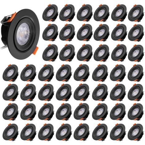 Lot de 50 Spots LED Encastrables Orientables D68 7W CCT Noirs - 60 deg - Switch 3000-4000-6500K