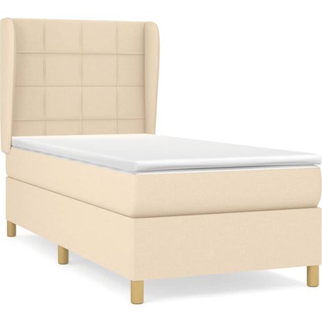 Maison Exclusive - Giroletto a Molle con Materasso Crema 90x190 cm in Tessuto