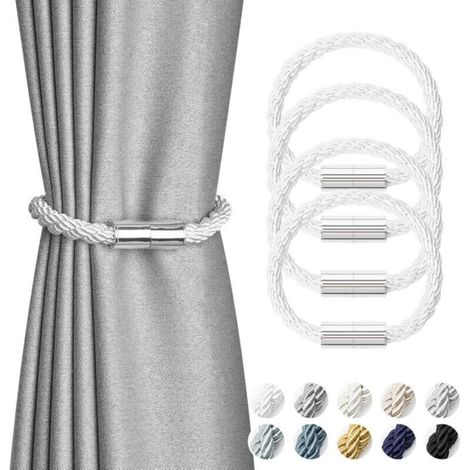 Set of 4 mini magnetic curtain clips, modern and simple style (silver)