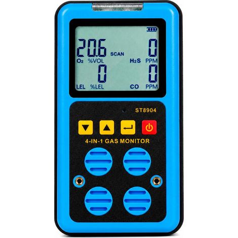 Detector de gas recargable 4 en 1 con alarma vibratoria, comprobador electroquímico, precisión de 1 ppm, CO para espacios confinados (1/5)