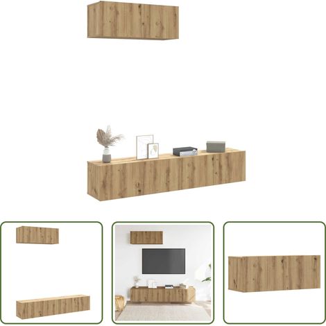 vidaXL Meuble TV mural bois - Ensemble de meuble TV mural 3 pcs chêne artisanal (1/5)