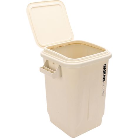 Küchenmülleimer mit Deckel, PP-Mülleimer mit Griff für Bad, Schlafzimmer, Büro, Wohnzimmer, Weiß (1/5)