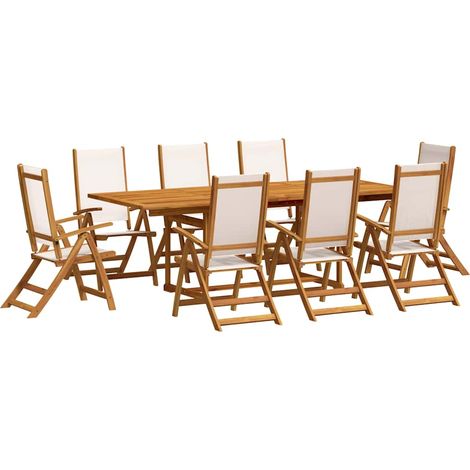 Maison Exclusive - Set Pranzo da Giardino 9pz Legno Massello di Acacia e Textilene