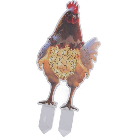 Plaque de cour poule de Noël coq avec piquet acrylique imperméable recto verso déco extérieure pelouse jardin terrasse arrière 11x25cm/4.33x9.84in (1/5)