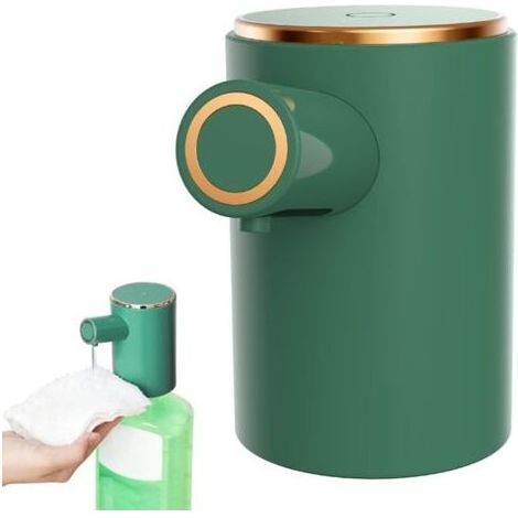 Distributeur de Savon Automatique avec Capteur Infrarouge,Chargement USB Distributeur Savon Liquide, Étache IPX4 Distributeur Savon Mousse pour Salle de Bain, Cuisine, Hôtel (Vert) (1/5)