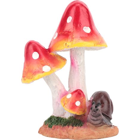 Joli décor de jardin champignon animal rouge pour cour extérieure ornement gazon mignon lot (1/5)