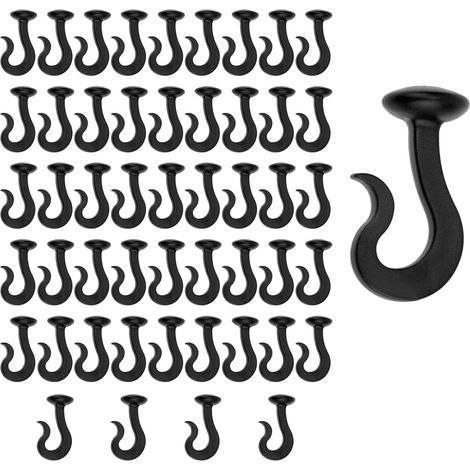 50pcs Crochets Rideau Gazebo, Plastique Lourd Extérieur Rail Rideau Remplacement Crochets Accessoires Gazebo pour Maison Hôtel Moustiquaire Auvent Terrasse Pergola & Tente Camping (Noir) (1/5)
