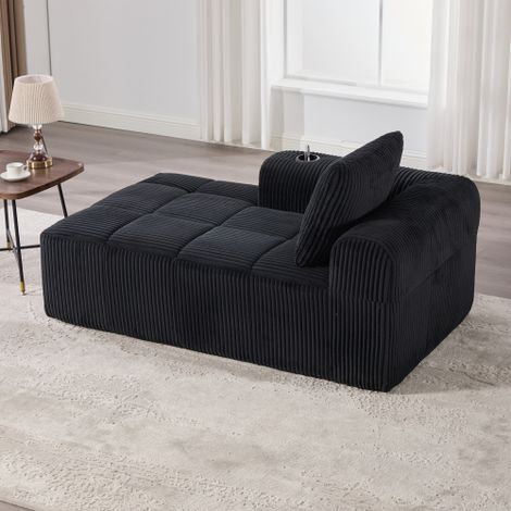 Gemütlicher Cord-Liegesessel, Sofa - Ohne Montage, weiches Sofa mit Rückenkissen, seitliche Aufbewahrungstasche für Fernbedienung und Handy, integrierter Getränkehalter - ordentlich und ästhetisch.