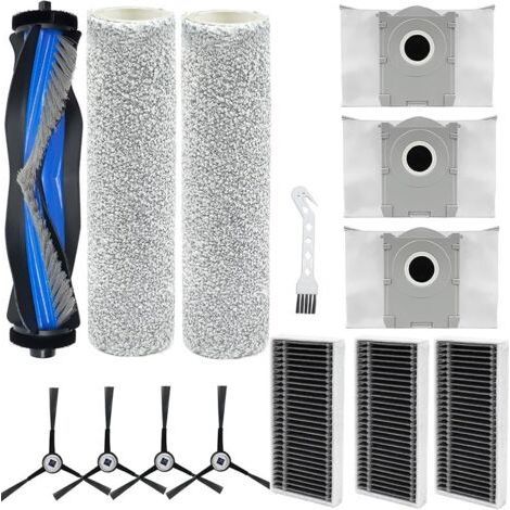 ALLIANDISAccessoires pour ECOVACS DEBOT X8 Omni, X8 Pro Omni, T80 Omni, aspirateur Robot de Rechange, 1 Brosse Principale, 2 brosses Rouleau, 3 Sacs poussire, 4 brosses latrales, 3 filtres, Brosse (1/5)