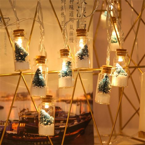 Bouteille Lumineuse - Guirlande LED 2 M - 10 Ampoules - Alimentation Piles AA - Décoration Intérieure Extérieure - Noël Fêtes Mariages (1/2)