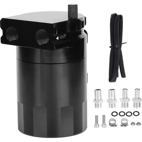Universal Oil Catch Can Kit 300ML Reservoir Tank Engine Black Polish Baffled Aluminum Alloy (1/5)