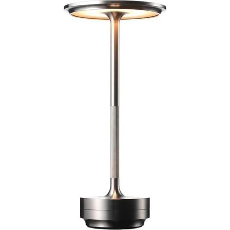GROOFOO Argenté Lampe de Table Rechargeable et Portable, avec Variation d'Intensité LumiNeuse, pour Bureaux, Chambres, Restaurants et Bars (1/5)