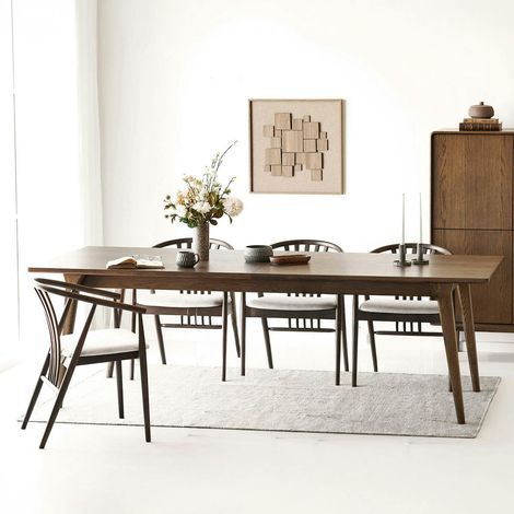 Table repas extensible en bois plaqué chêne fumé, 240/290/340 cm KALKIE (1/5)