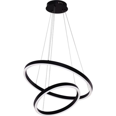 Suspension LED Design Moderne 2 Anneaux Ø 40 et 60 cm Noir Mat Dimmable avec Télécommande - PANGIVO (1/2)