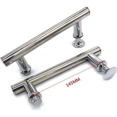 Poignée De Porte De Douche - 145 mm Entraxe - Pour Verre Trempé 6 À 12 Mm - Lot De 2 (1/4)
