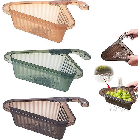 Set mit 3 hängenden Abtropfkörben in Schwanenform für die Küchenspüle, kompatibel mit allen Spülbeckenarmaturen.