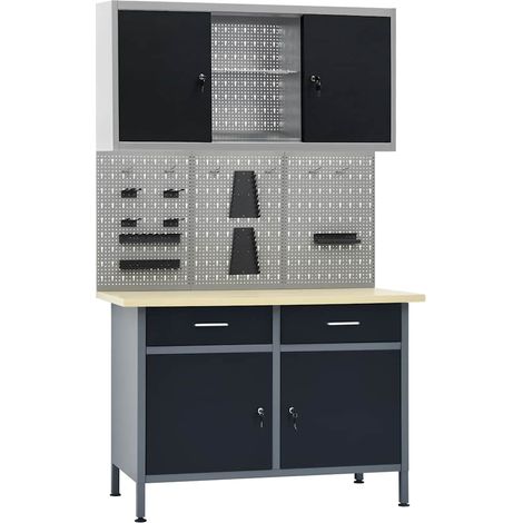vidaXL Établi avec 3 panneaux muraux et 1 armoire (1/5)