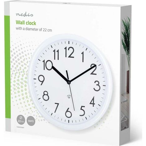 Nedis Wanduhr / Durchmesser: 220 mm / Kunststoff / Weiss