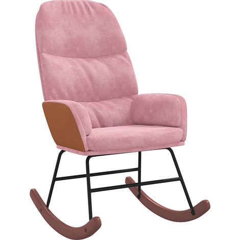 vidaXL Sedia a Dondolo Rosa in Velluto (1/5)