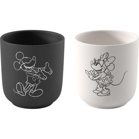 mug à café, 2 pièces, noir/blanc, résistant au lave-vaisselle/micro-ondes, look ardoise avec décor à la craie (1/3)