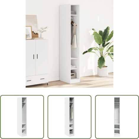 Holzwerkstoff - Kleiderschrank Weiß 30x50x200 cm Holzwerkstoff (1/5)