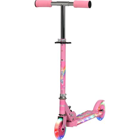 Trottinette pliable à 2 roues pour enfants de 3 à 7 ans, hauteur réglable, 67 x 30 x 63/68/73/76 cm, rose