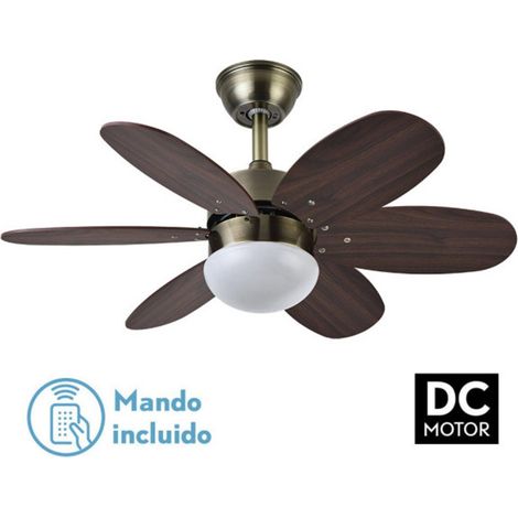 Ventilateur de Plafond Tatiana DC 110W Blanc Bois Foncé 3 Pales (1/3)