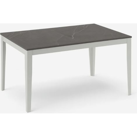 Table extensible en mélaminé avec piètement blanc 130/290x80 Moon - Anthracite (1/4)