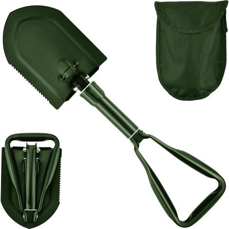 EASYCOMFORT Pelle Pliante 58cm,Pelle Multifonction Extra Stable Haute Résistance en Acier au Carbone avec Sac de Transport (Vert 1pcs) (1/5)