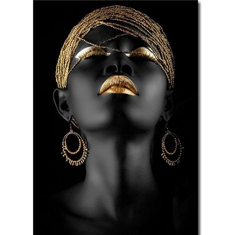 1 tableau abstrait femme africaine, toile 30 x 45 cm, impression haute résolution, finition sans cadre, décoration murale salon chambre bureau (1/5)