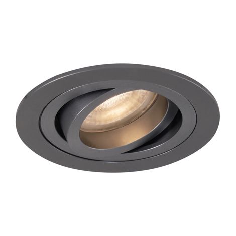 QAZQA Moderno Foco empotrado moderno, color bronce cañón, GU10, 50 mm, redondo e inclinable - Rondoo Aluminio Redonda Adecuado para LED Max. 1 x 10 Watt