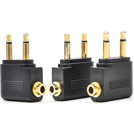 Adaptateur[3 pièces],Aircraft Plug Adaptateur Audio Avion Adaptateur pour Prise Jack stéréo 3,5 mm Casques,Noir (1/5)