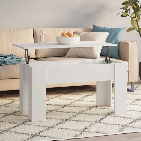 Table basse blanc 101x49x52 cm bois d'ingénierie (1/5)
