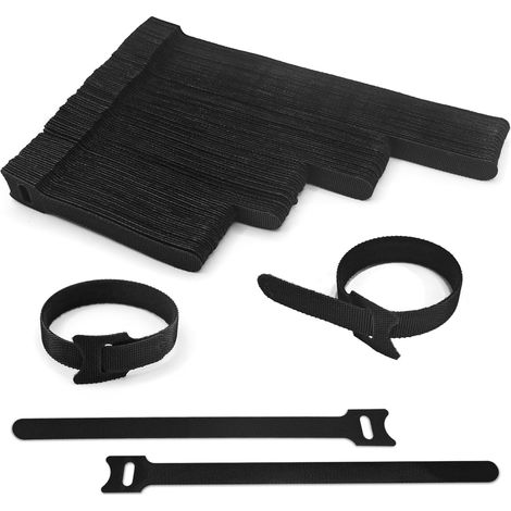 Attache Câble 100pcs Scratch Serre Cable Bande réutilisables en 4 longueurs différentes - 200 mm/150 mm/120 mm/100 mm - Serre-câbles pour la maison, le bureau (1/5)