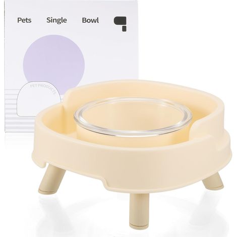 Ant Proof Cat Bowl, Raised Non-Slip Cat Feeding Bowl, Elevated Pet Food Bowl for Better Digestion & Neck Support(Beige)