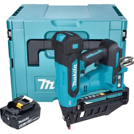 Clavadora a batería Makita DBN 601 M1J 18 V 19 - 64 mm sin escobillas + 1 batería de 4,0 Ah + Makpac - sin cargador