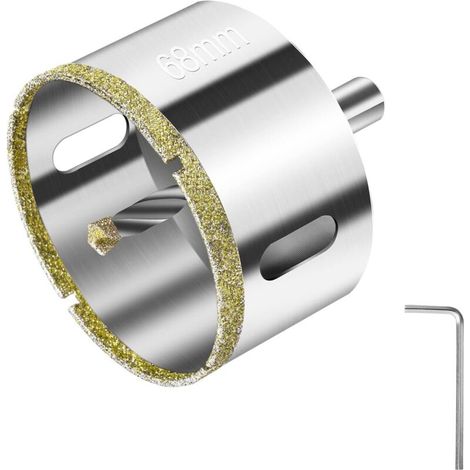 Scie Cloche 68 mm, avec Foret Guidage Central, avec Revêtement de Surface en Diamant pour Coupe de Verre, Carrelage, Céramique, Marbre, Calcaire (1/5)