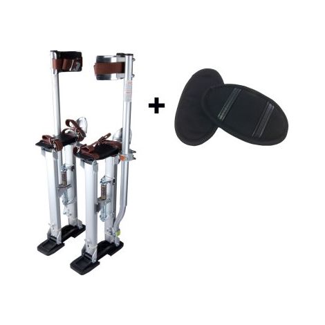Echasses de plaquiste aluminium 45 à 76 cm – Ajustables pour travaux en hauteur – 2 coussins confort – Normes CE – Kr Tools