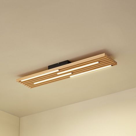 [NEUWERTIG] B-Ware Lindby LED-Deckenleuchte Leuchte Madero LED Kiefernholz 90cm x 20cm Holz 3000 K (1/2)