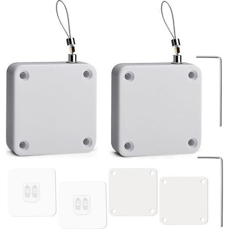 Ferme-Porte Automatique, 2 Pièces Capteur Automatique sans Trou, Ferme-Porte Automatique Avec Capteurs Avec Cordon de Serrage, Sans Perforation Pour chambre à coucher Blanc (1/5)