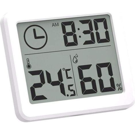 Digitales LCD-Thermometer/Hygrometer für den Innenbereich mit Temperatur- und Feuchtigkeitsanzeige in Celsius und Fahrenheit, Weckerfunktion, -10-70 °C